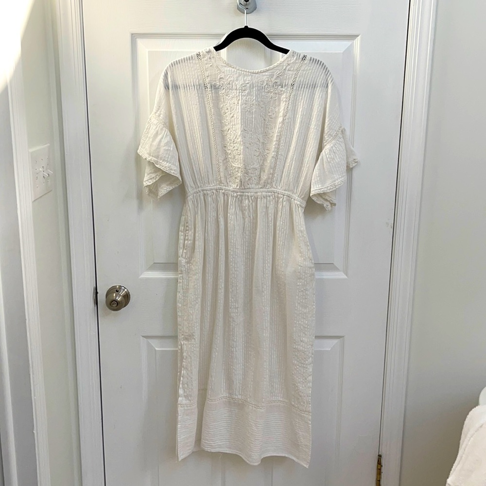 White Zara beaded dress M medium